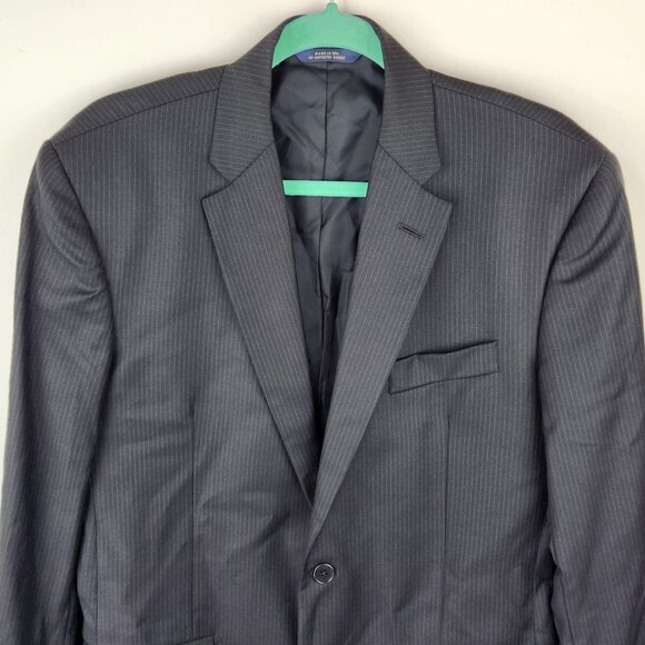 Brooks Brothers 1818 Milano Slim Saxxon Wool Blazer Black Pinstripe 42L - Picture 3 of 15